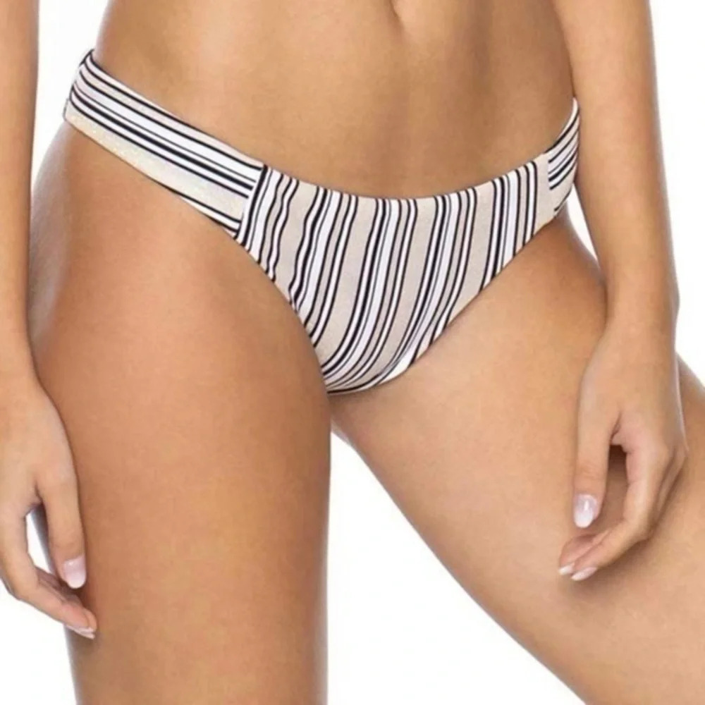 New Pilyq PQ Harbour Stripe Hipster Bikini Bottom Full Coverage